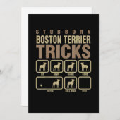 Stubborn Boston Terrier Tricks Hondenliefhebber T- Aankondiging (Voorkant / Achterkant)