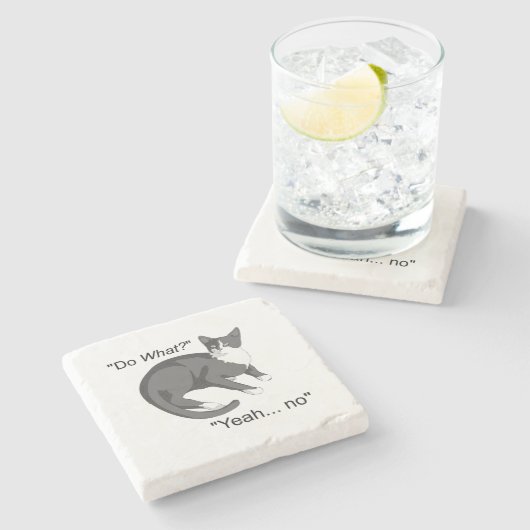 Stubborn Cat Stenen Onderzetter (Zijkant)