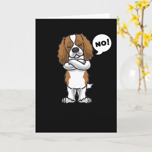 Stubborn Cavalier King Charles Spaniel Dog Kaart (Gele Bloem)