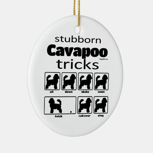 Stubborn Cavapoo Tricks Keramisch Ornament (Rechts)