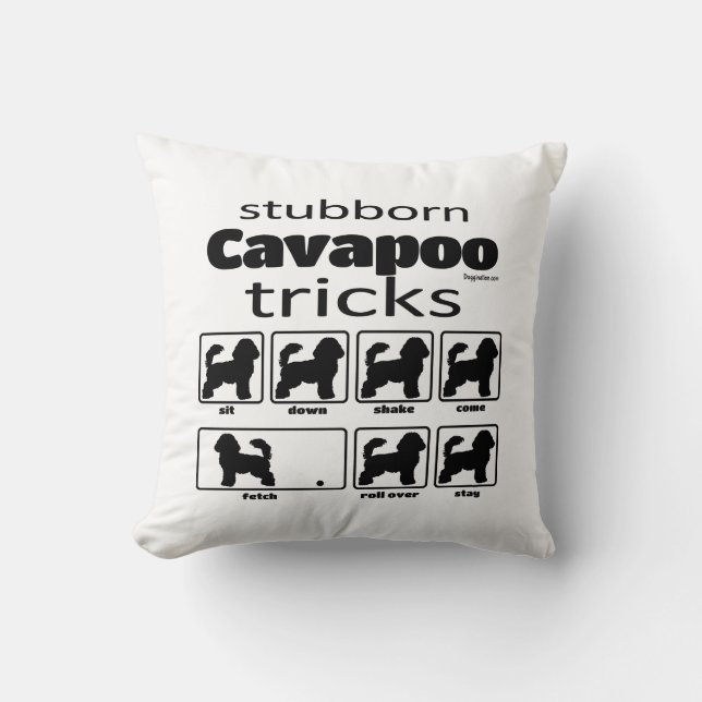 Stubborn Cavapoo Tricks Kussen (Voorkant)