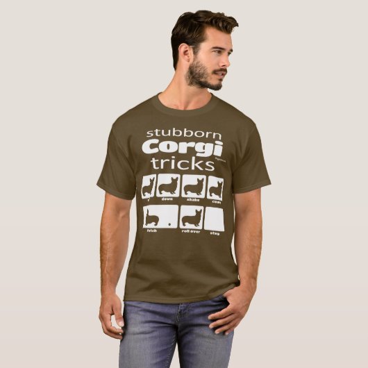 Stubborn Corgi Tricks T-shirt (Voorkant volledig)