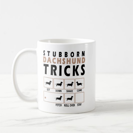 Stubborn Dachshund Tricks T-Shirt Koffiemok (Links)