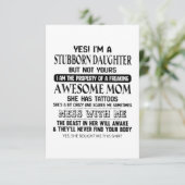 Stubborn Daughter Geweldige moeder Kaart (Staand voorkant)