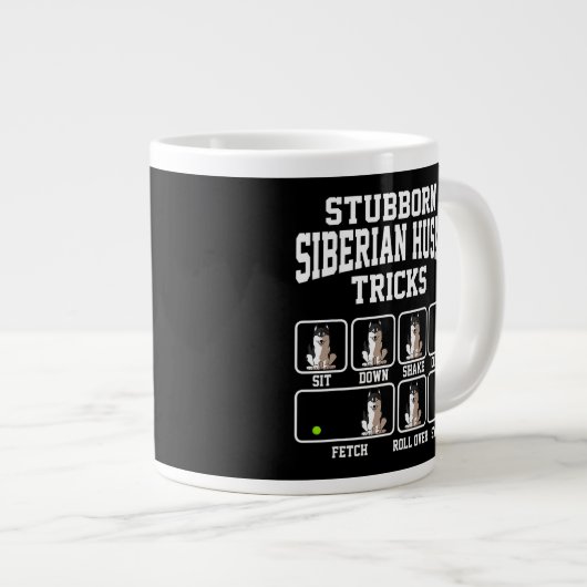 Stubborn Dog Tricks Siberian Husky Dog mam Tricks Grote Koffiekop (Voorkant rechts)