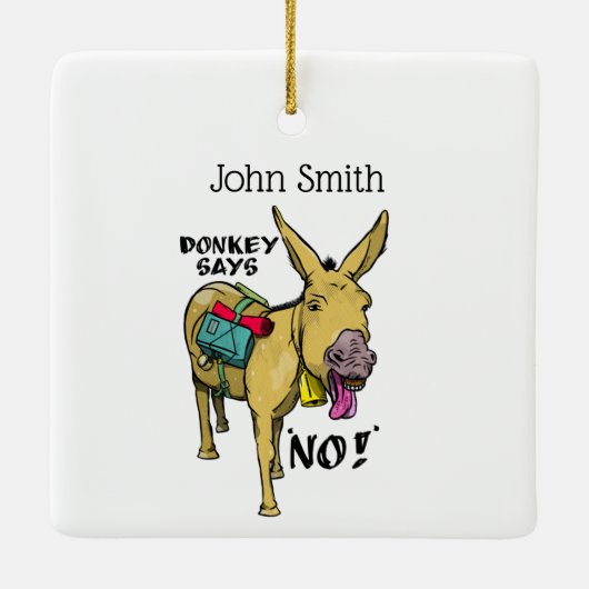 Stubborn donkey Funny mule Keramisch Ornament (Achterkant)