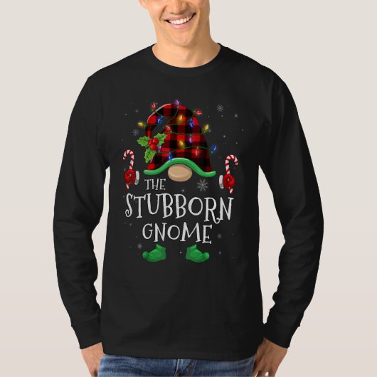 Stubborn Gnome Buffalo Plaid Matching Family Chris T-shirt (Voorkant)
