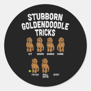 Stubborn Goldendole Tricks Funny Dog Trainer Ronde Sticker