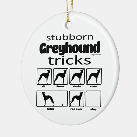 Stubborn Greyhound Tricks Keramisch Ornament (Links)
