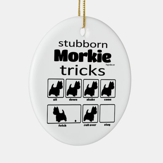 Stubborn Morkie Tricks Keramisch Ornament (Rechts)