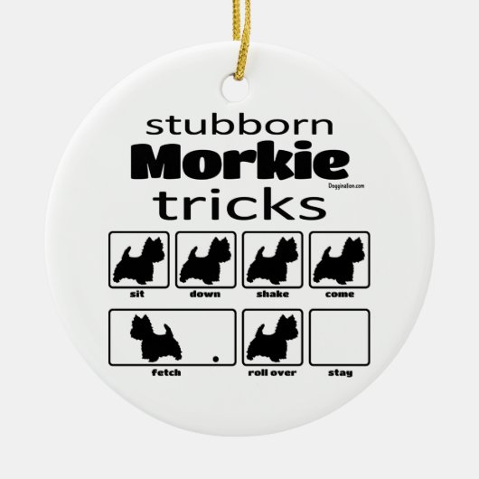 Stubborn Morkie Tricks Keramisch Ornament (Voorkant)