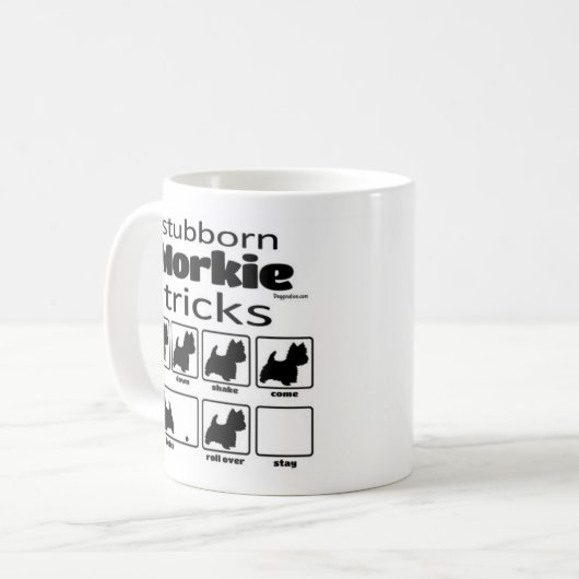 Stubborn Morkie Tricks Koffiemok (Voorkant links)