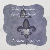 Stubborn Paars Fleur de Lis Silver Butterfly Kaart (Voorkant / Achterkant)