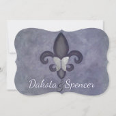 Stubborn Paars Fleur de Lis Silver Butterfly Kaart (Voorkant)