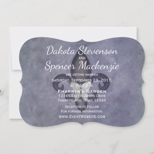 Stubborn Paars Fleur de Lis Silver Butterfly Kaart (Achterkant)