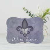 Stubborn Paars Fleur de Lis Silver Butterfly Kaart (Staand voorkant)
