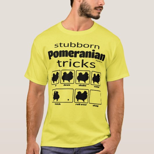 Stubborn Pommeren Tricks T-shirt (Voorkant)