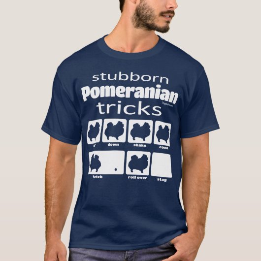 Stubborn Pommeren Tricks T-shirt (Voorkant)