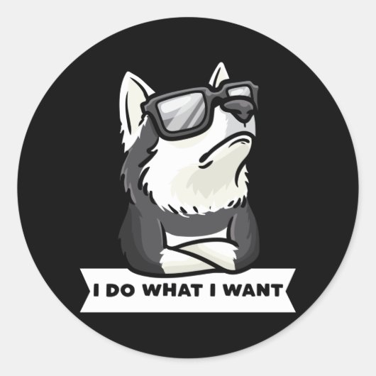 Stubborn Pomsky Dog Funny Ronde Sticker (Voorkant)