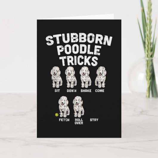 Stubborn Poodle Tricks Funny Dog Lover Owner Kaart (Voorkant)