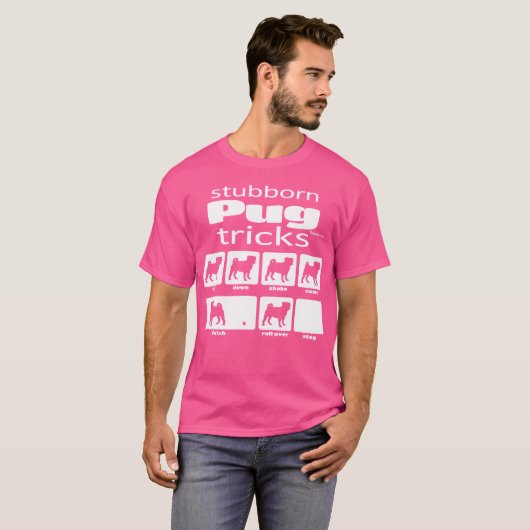 Stubborn Pug Tricks T-shirt (Voorkant volledig)