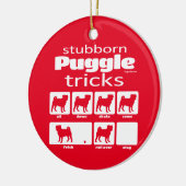 Stubborn Puggle Tricks Keramisch Ornament (Links)
