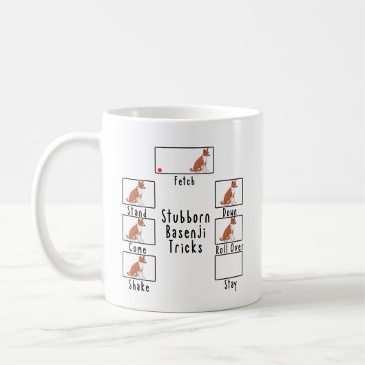 Stubborn Red Basenji Tricks Dog Coffee Mok (Links)