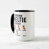 Stubborn Sheltie Tricks, Funny Shetland Sheepdog Mok (Voorkant links)