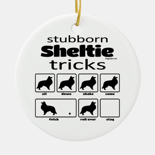 Stubborn Sheltie Tricks Keramisch Ornament (Voorkant)