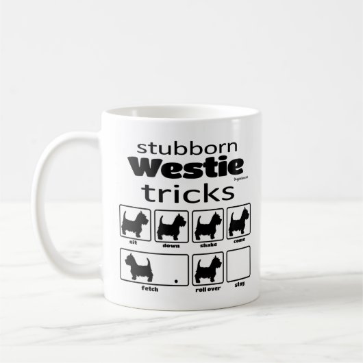 Stubborn Westie Tricks Koffiemok (Links)