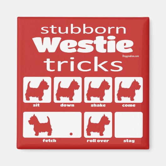 Stubborn Westie Tricks Magneet (Voorkant)