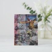 Stubborn Working Men a unique Mixed Media Collage Briefkaart (Staand voorkant)