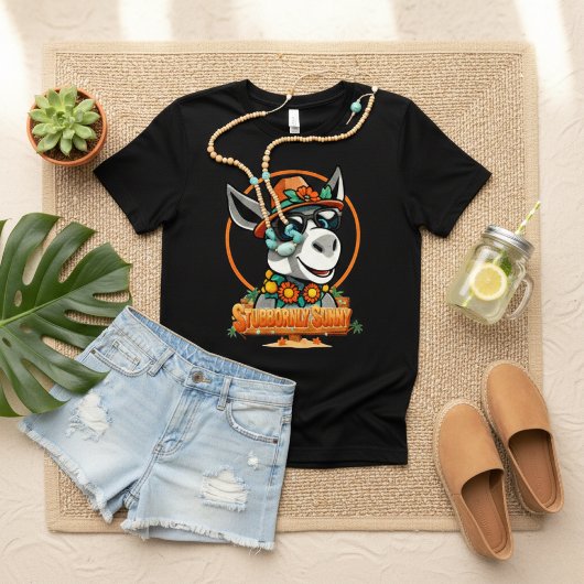 Stubbornly Sunny | Cool Cartoon Donkey  Tri-Blend Shirt