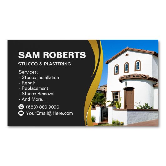 Stucco and Plastering Business Card Construction Magnetisch Visitekaartje (Voorkant)