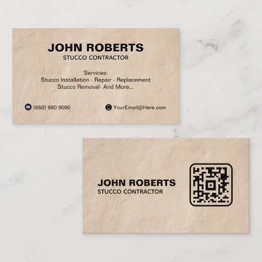 Stucco Business Card Construction Wall QR Code Visitekaartje (Voorkant / Achterkant)