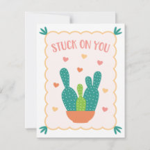 "Stuck On You" Cactus Valentijnsdag Kaart
