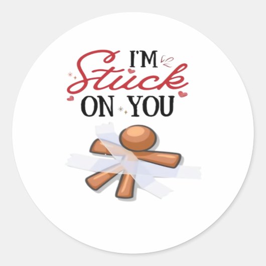 Stuck On You Modern Minimal Design  Ronde Sticker (Voorkant)