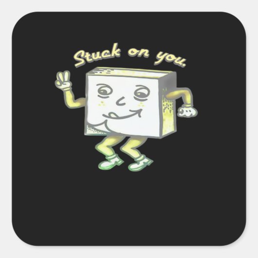 Stuck On You Post It Minimal Modern Style  Vierkante Sticker (Voorkant)