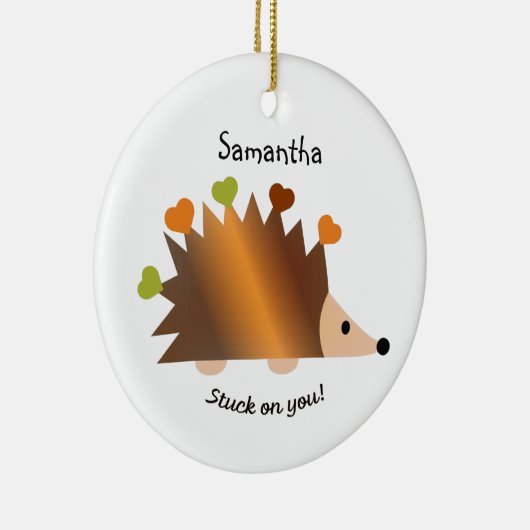 Stuck op je egel en hart keramisch ornament (Rechts)