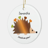 Stuck op je egel en hart keramisch ornament (Links)