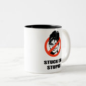 Stuck op Stupid Tweekleurige Koffiemok (Voorkant rechts)