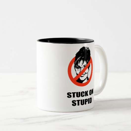 Stuck op Stupid Tweekleurige Koffiemok (Voorkant rechts)