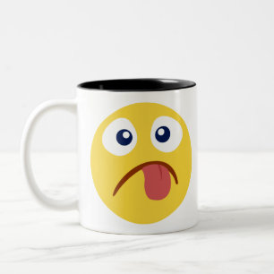 Stuck Out Tongue Emoji Tweekleurige Koffiemok