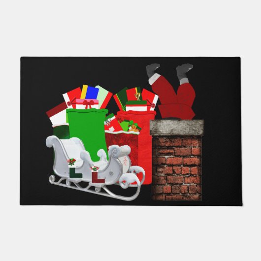 Stuck Santa Doormat  Deurmat (Voorkant)