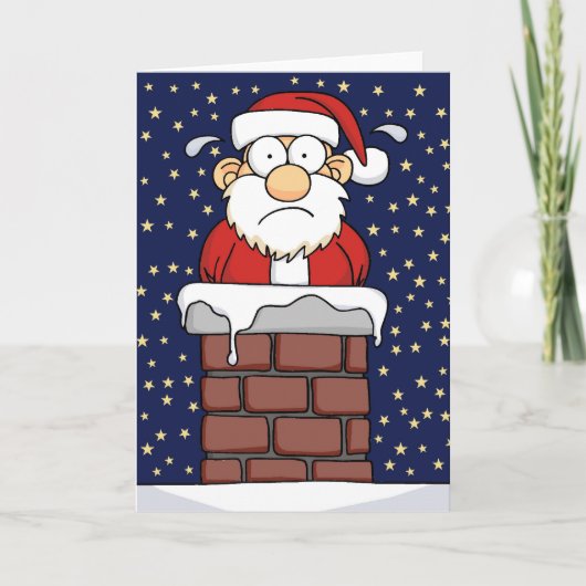 Stuck Santa Feestdagen Kaart (Voorkant)