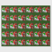 Stuck Santa Green Wrapping Paper Cadeaupapier (Vlak)