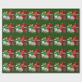 Stuck Santa Green Wrapping Paper Cadeaupapier