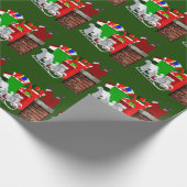 Stuck Santa Green Wrapping Paper Cadeaupapier (Hoek)