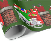 Stuck Santa Green Wrapping Paper Cadeaupapier (Rol Hoek)