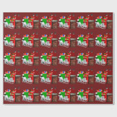 Stuck Santa Red Wrapping Paper Cadeaupapier (Vlak)